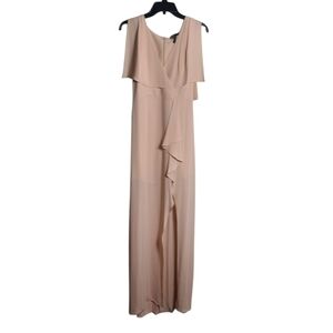 BCBGMAXAZRIA NWT Slit Sleeve Overlay Gown in Bare Pink Size 10
